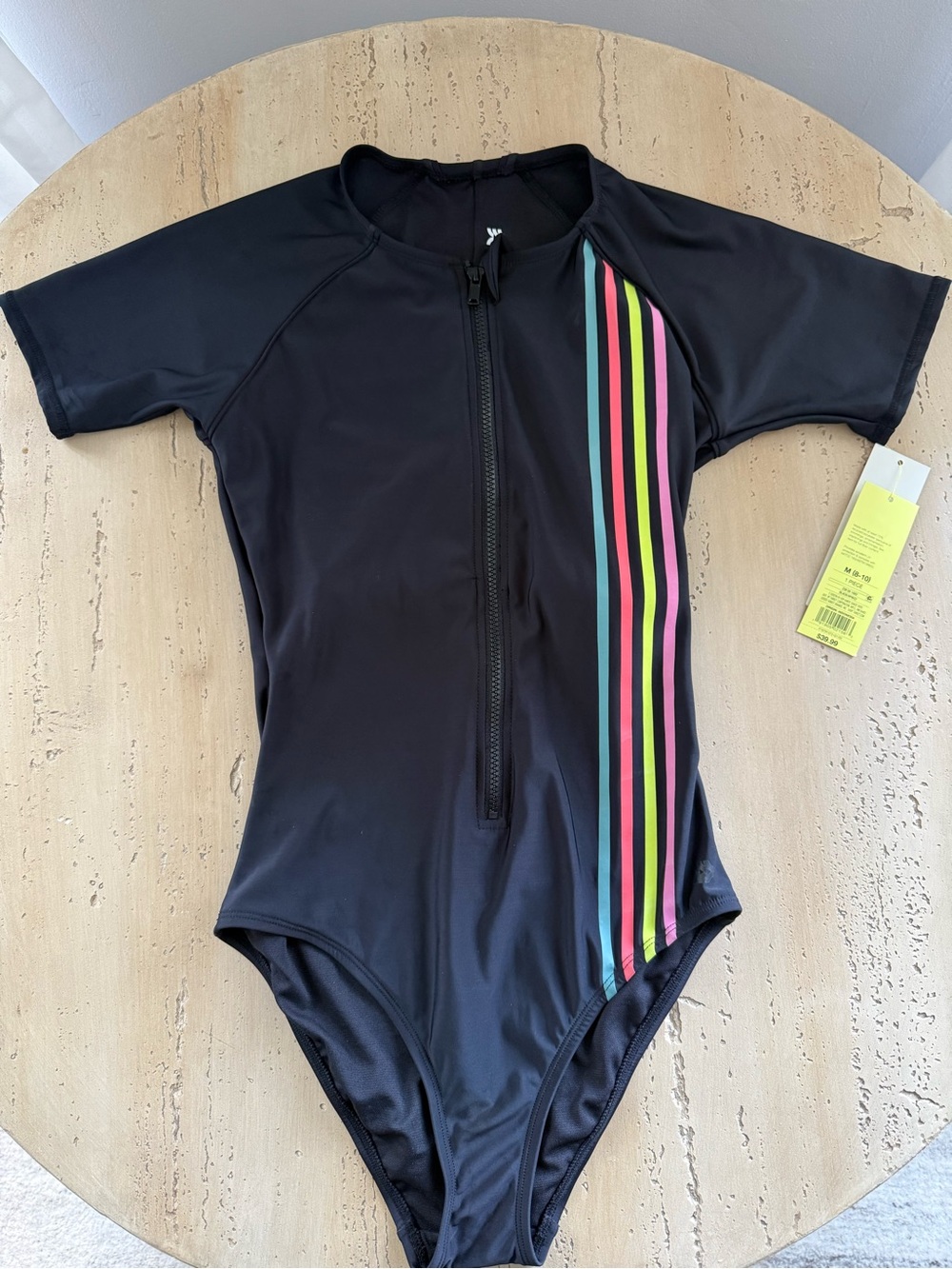 all in motion Black One-Piece Swimsuit with Neon Stripe Accents